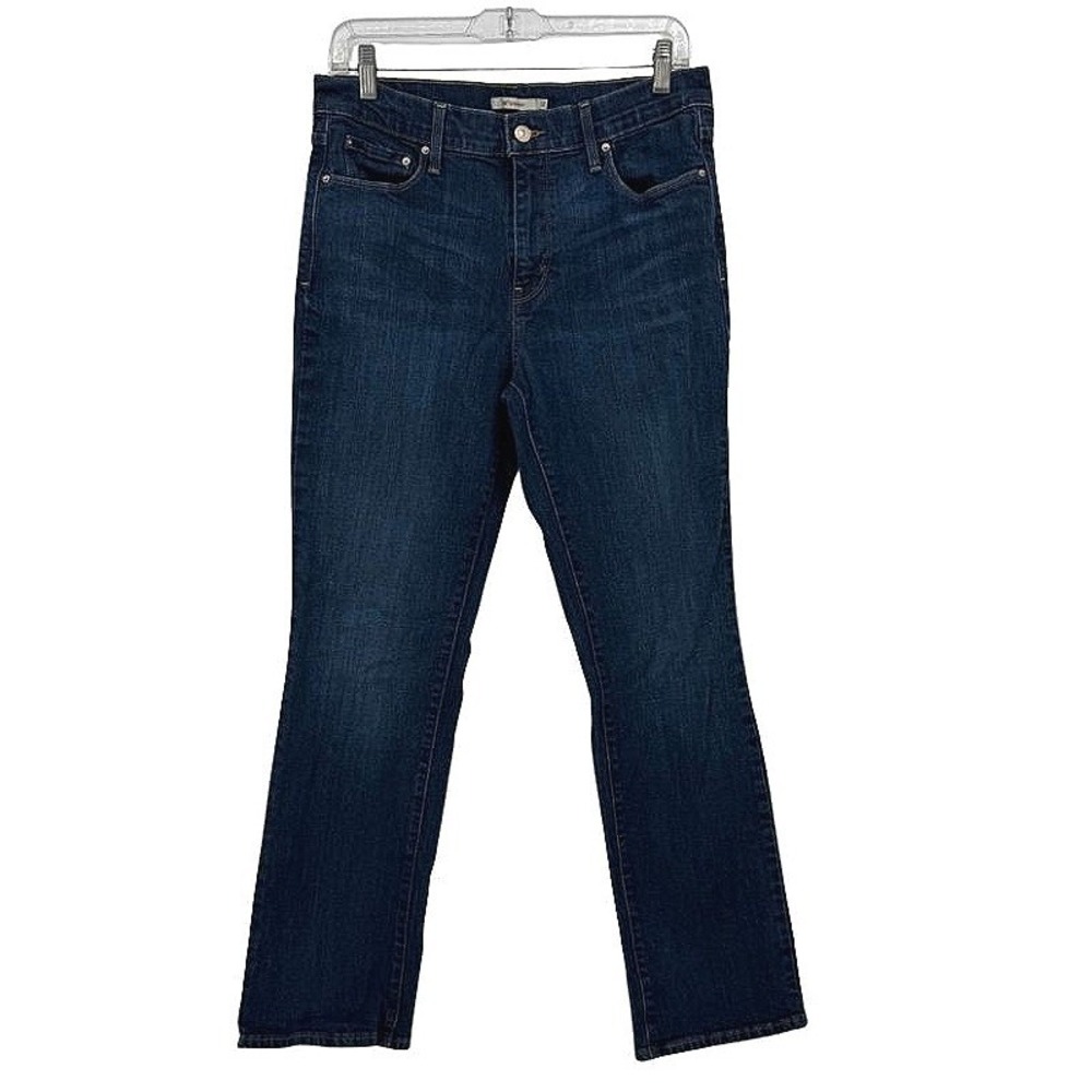 Levis‎ 505 Straight Leg Jeans Mid Rise Dark Wash Denim Stretch Size 12